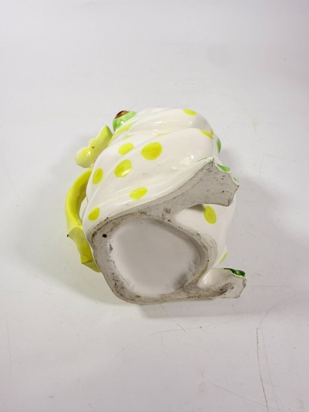 Frog Pitcher Vase Seymour Mann Hand Painted Ceramic Yellow Green Polka Dots Butt - Picture 16 of 16